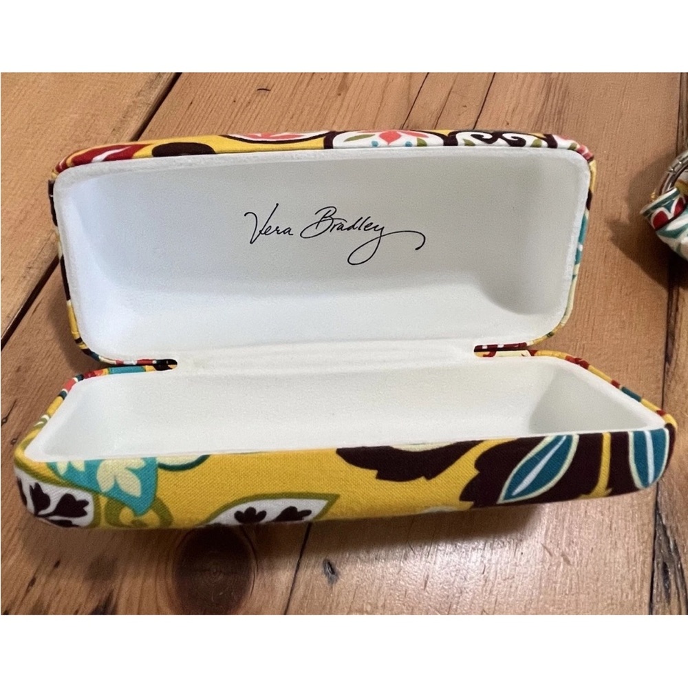 VERA BRADLEY Provencal Crossbody + Clamshell Eyeglass Case ~ Yellow Fall Retired - Picture 4 of 11